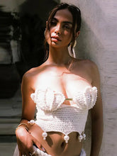 Carregar imagem no visualizador da galeria, Saia de Malha e Top em Crochê com Pérolas