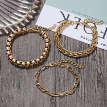 Carregar imagem no visualizador da galeria, Pulseiras Corrente -Trendy - Conjunto -03 peças