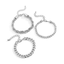 Carregar imagem no visualizador da galeria, Pulseiras Corrente -Trendy - Conjunto -03 peças