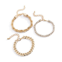 Carregar imagem no visualizador da galeria, Pulseiras Corrente -Trendy - Conjunto -03 peças