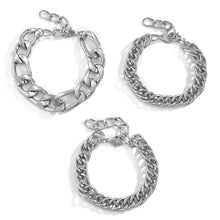 Carregar imagem no visualizador da galeria, Pulseiras Corrente -Trendy - Conjunto -03 peças
