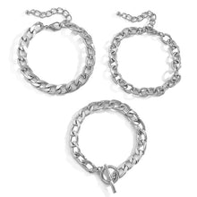 Carregar imagem no visualizador da galeria, Pulseiras Corrente -Trendy - Conjunto -03 peças