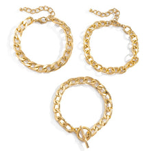 Carregar imagem no visualizador da galeria, Pulseiras Corrente -Trendy - Conjunto -03 peças