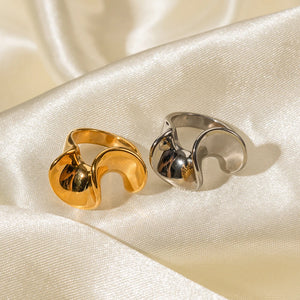 Anel Geométrico irregular - Chapeado (Ouro 18k)