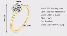 Carregar imagem no visualizador da galeria, Anel Solitário de Moissanite - Prata 925 e Chapeamento em Ouro 18k
