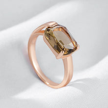 Carregar imagem no visualizador da galeria, Anel de Pedra Zircônia - Citrino - Banho Ouro Rosa
