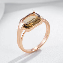 Carregar imagem no visualizador da galeria, Anel de Pedra Zircônia - Citrino - Banho Ouro Rosa
