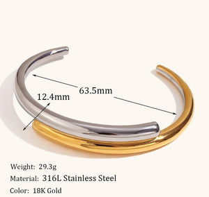 Anel e Bracelete Geométrico Minimalista - Aço inoxidável e Banho em Ouro 18k