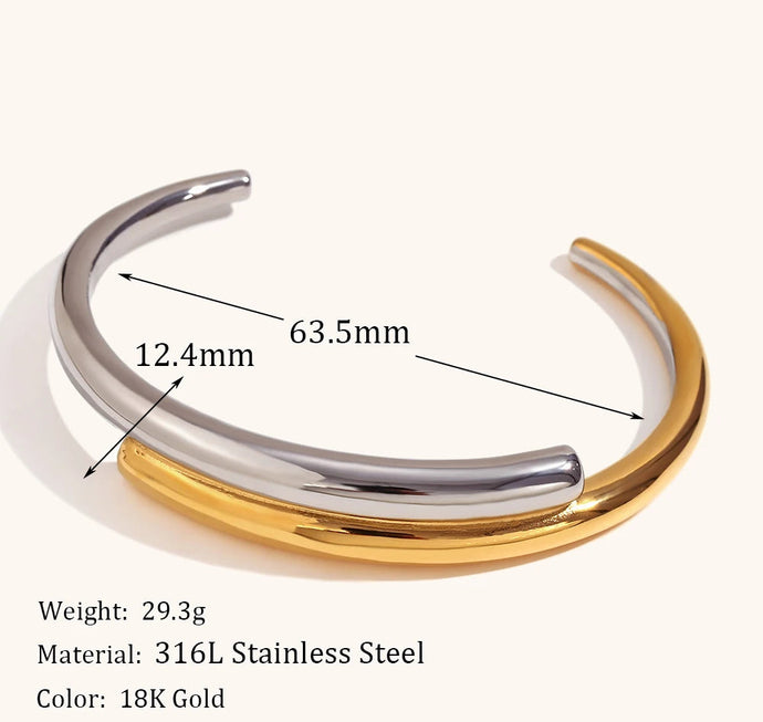 Anel e Bracelete Geométrico Minimalista - Aço inoxidável e Banho em Ouro 18k