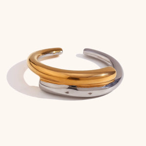 Anel e Bracelete Geométrico Minimalista - Aço inoxidável e Banho em Ouro 18k