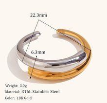 Carregar imagem no visualizador da galeria, Anel e Bracelete Geométrico Minimalista - Aço inoxidável e Banho em Ouro 18k
