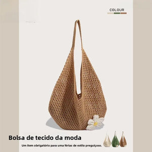 Bolsa-Bag Algodão com Detalhe Flor