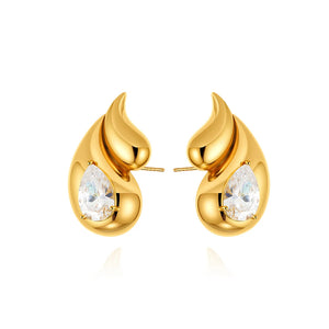 Brincos Gota de Zircônia Cúbica - Banho em Ouro (18k)