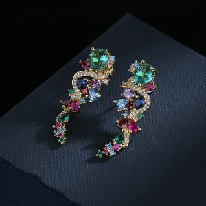 Brincos com micro Cristais incrustrados  Flores - 925 / Esterlina