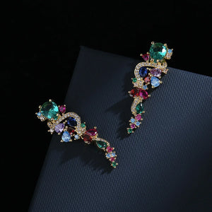 Brincos com micro Cristais incrustrados  Flores - 925 / Esterlina