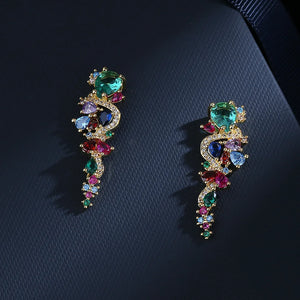 Brincos com micro Cristais incrustrados  Flores - 925 / Esterlina