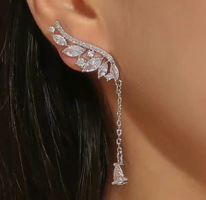 Brincos Ear Cuff de Cristal Zircônia Cúbica