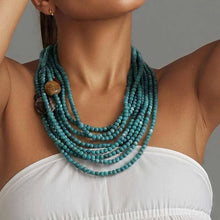 Carregar imagem no visualizador da galeria, Colar Boho Várias Camadas Miçangas Turquesa
