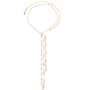 Colar de Corpo (Chain Body) Cristal e Pérola.