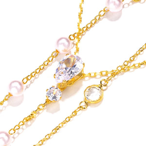 Colar de Corpo (Chain Body) Cristal e Pérola.