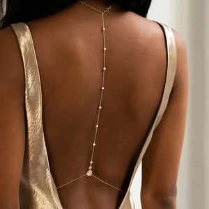 Colar de Corpo (Chain Body) Cristal e Pérola.