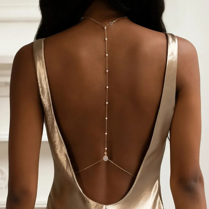 Colar de Corpo (Chain Body) Cristal e Pérola.