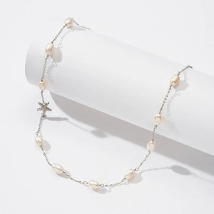 Colar de Pérolas de Água Doce com Estrela Prata 925