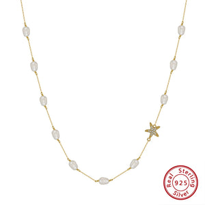 Colar de Pérolas de Água Doce com Estrela Prata 925