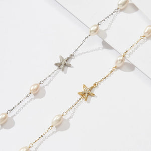 Colar de Pérolas de Água Doce com Estrela Prata 925