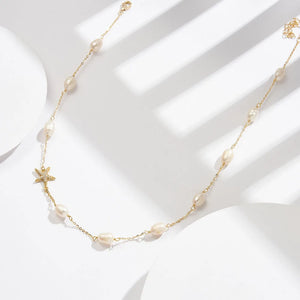 Colar de Pérolas de Água Doce com Estrela Prata 925