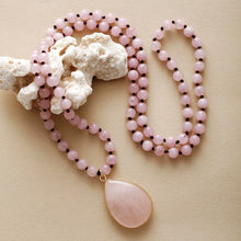 Carregar imagem no visualizador da galeria, Colar de Pedra Natural Rosa Quartzo 6mm
