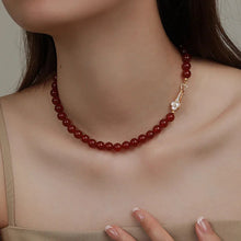 Carregar imagem no visualizador da galeria, Colar e Pulseira  Pedra natural Ágata Vermelha - banho em Ouro 14k
