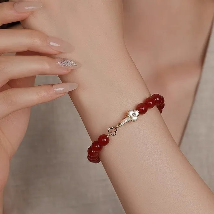 Colar e Pulseira  Pedra natural Ágata Vermelha - banho em Ouro 14k