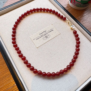 Colar e Pulseira  Pedra natural Ágata Vermelha - banho em Ouro 14k