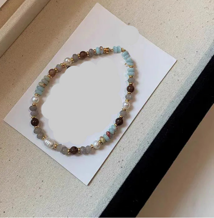Colar e Pulseira de Pedras e Pérola de Água Doce