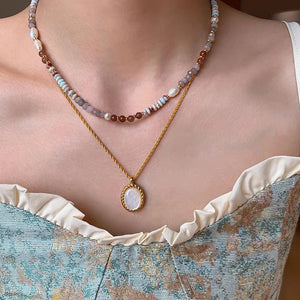 Colar e Pulseira de Pedras e Pérola de Água Doce