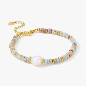 Colar e pulseira  de pedras e pérola de água doce