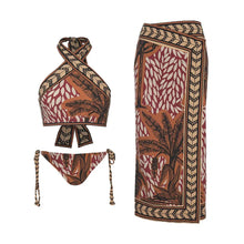 Carregar imagem no visualizador da galeria, Maiô de três peças com estampa vintage Tropical África
