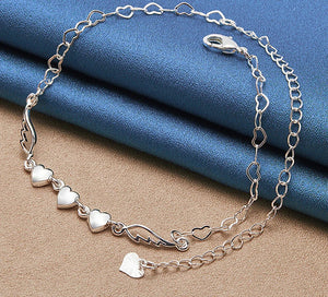 Pulseira Corrente de Coração - Banho em Ouro 18k - 925