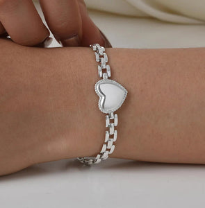 Pulseira de Coração - Aço Inoxidável