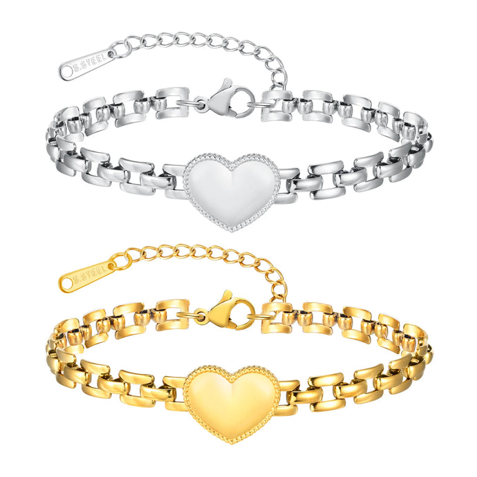 Pulseira de Coração - Aço Inoxidável