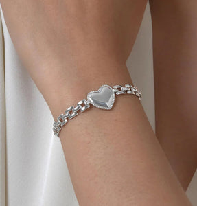 Pulseira de Coração - Aço Inoxidável