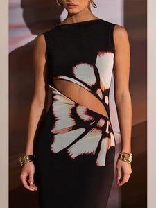 Vestido Bodycon Corte Transversal - Flor