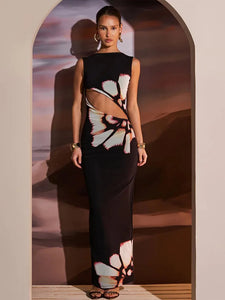 Vestido Bodycon Corte Transversal - Flor