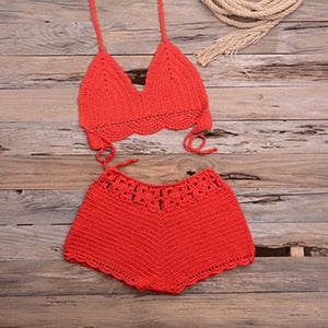 Conjunto de Top e Short de Crochet - Moda Praia