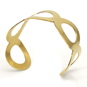 Bracelete Largo Dourado Vasado - Aço Inoxidável