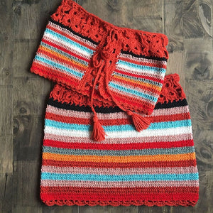 Conjunto de Top Cropped e Saia de Crochet