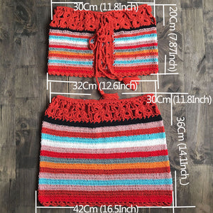 Conjunto de Top Cropped e Saia de Crochet
