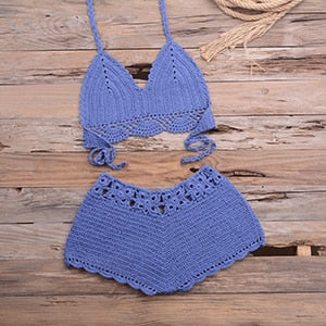 Conjunto de Top e Short de Crochet - Moda Praia