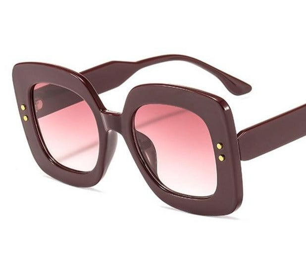 Óculos de sol vintage Quadrado vermelho  designer de marca retrô